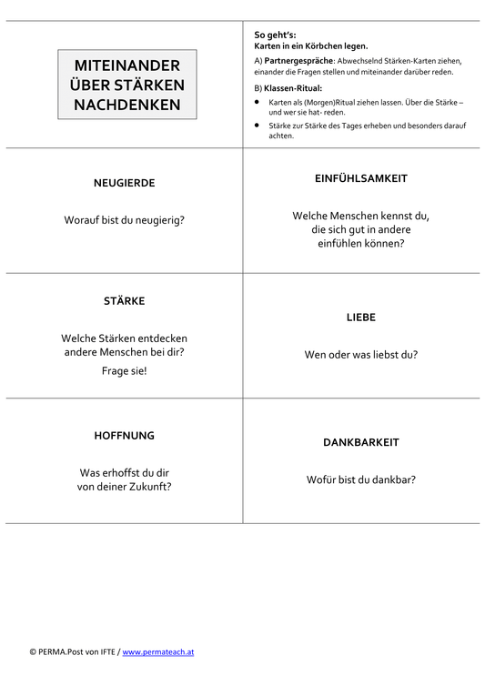 Miteinander über Stärken nachdenken
