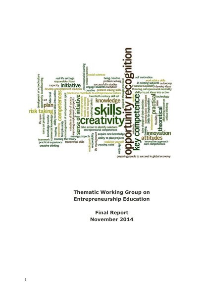 Report of the thematic working group on entrepreneurship education