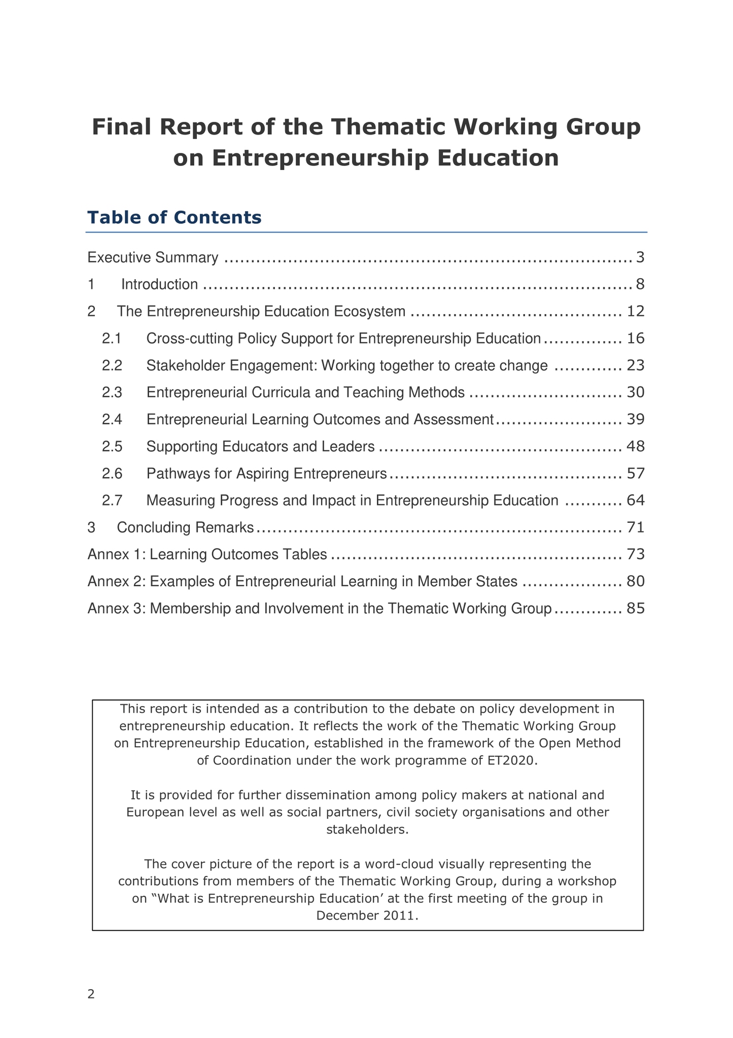 Report of the thematic working group on entrepreneurship education